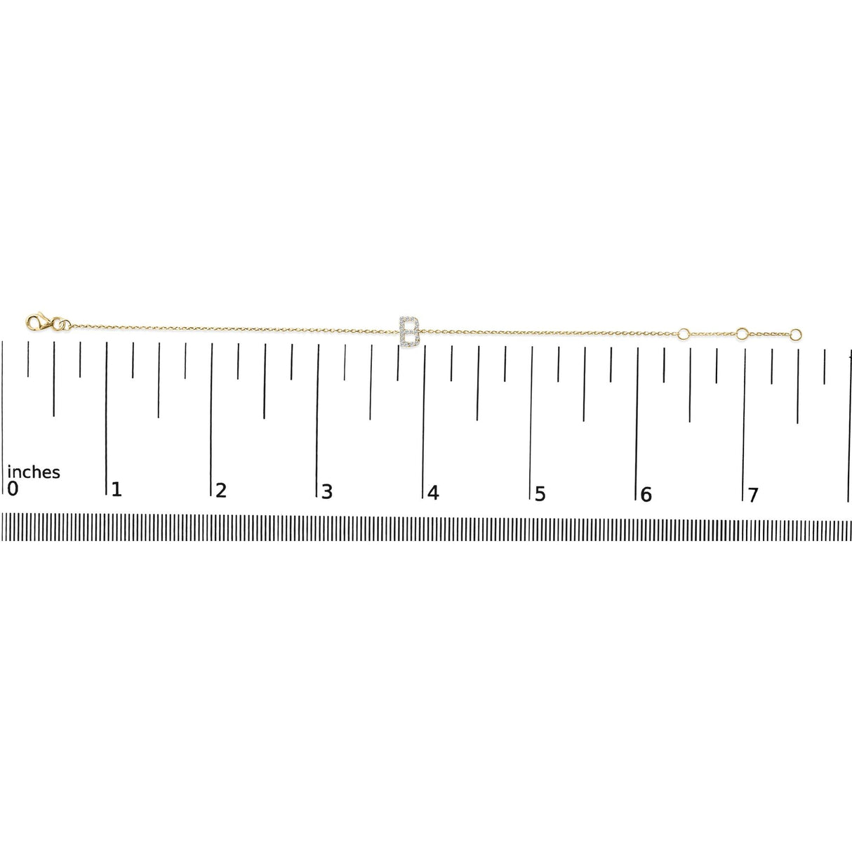 10K Yellow Gold Diamond Accent "A-Z" Initial Charm and Link Bracelet