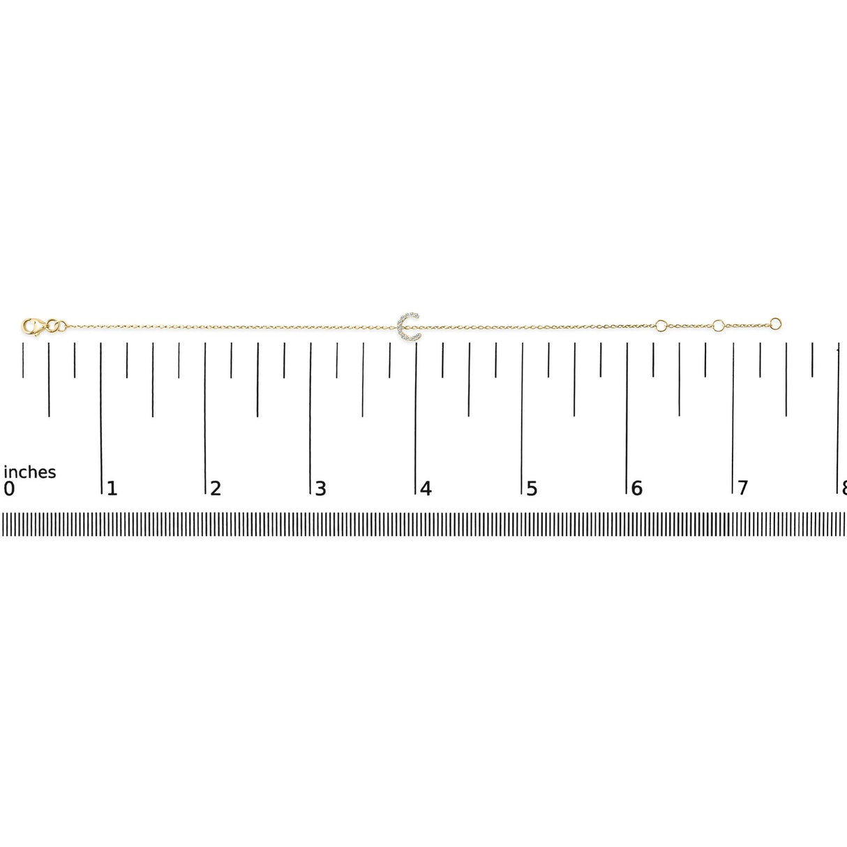 10K Yellow Gold Diamond Accent "A-Z" Initial Charm and Link Bracelet