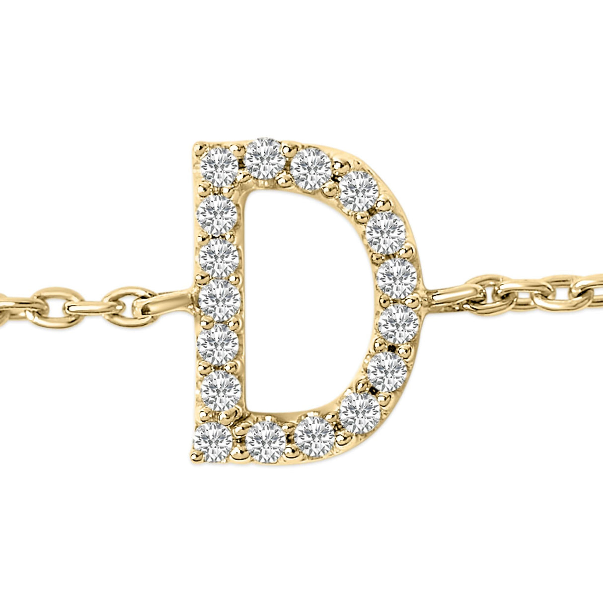 10K Yellow Gold Diamond Accent "A-Z" Initial Charm and Link Bracelet