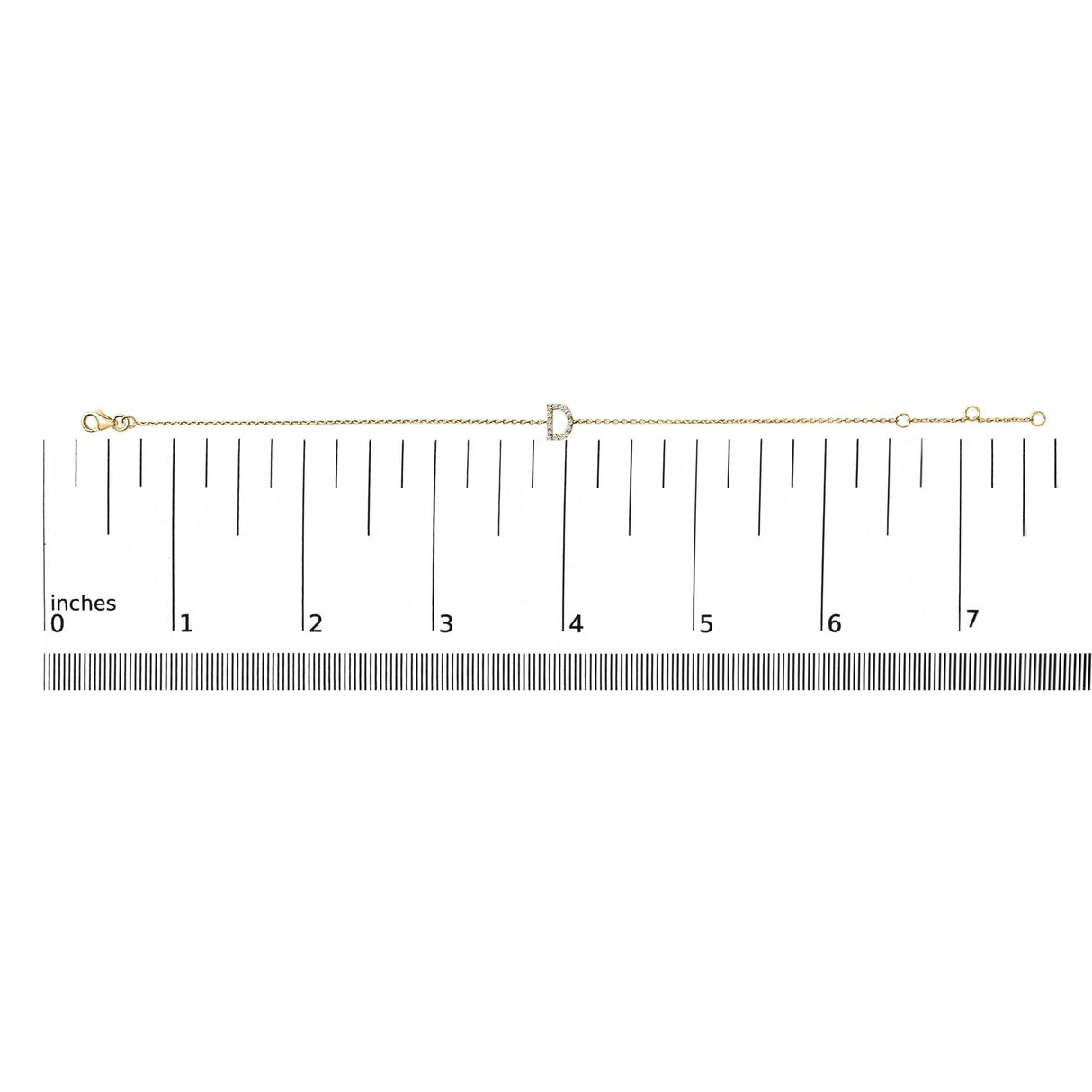 10K Yellow Gold Diamond Accent "A-Z" Initial Charm and Link Bracelet