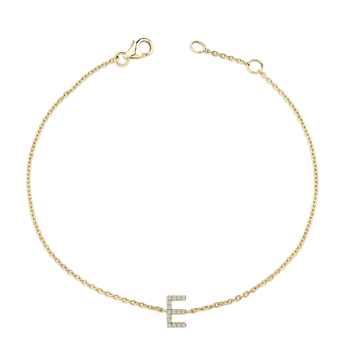 10K Yellow Gold Diamond Accent "A-Z" Initial Charm and Link Bracelet