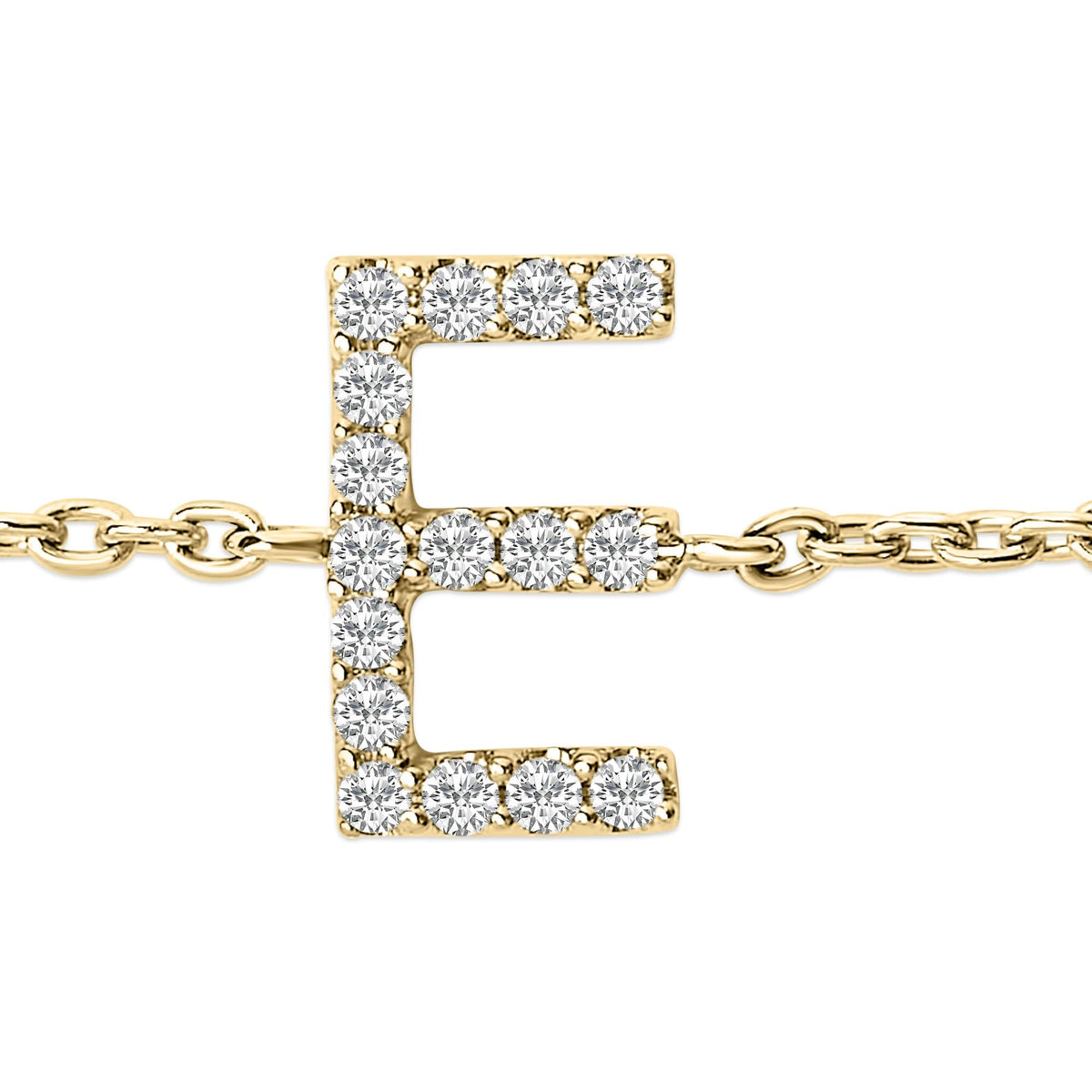 10K Yellow Gold Diamond Accent "A-Z" Initial Charm and Link Bracelet