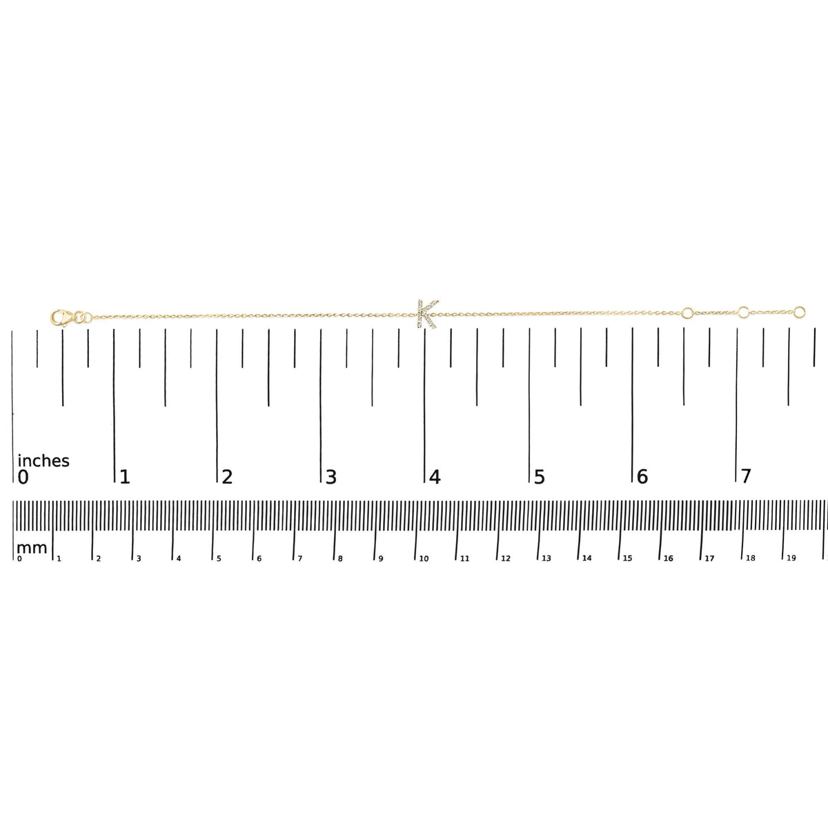 10K Yellow Gold Diamond Accent "A-Z" Initial Charm and Link Bracelet