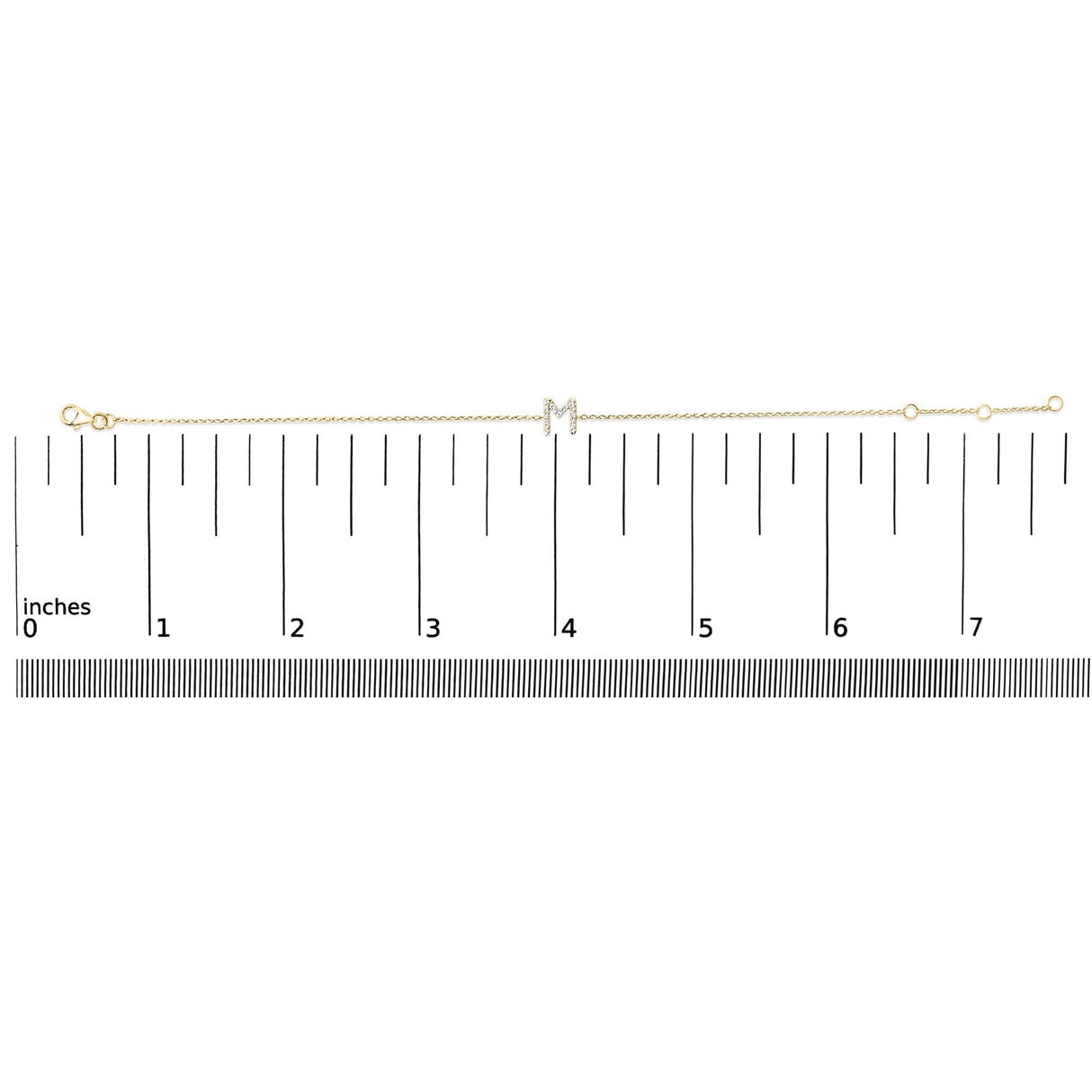 10K Yellow Gold Diamond Accent "A-Z" Initial Charm and Link Bracelet