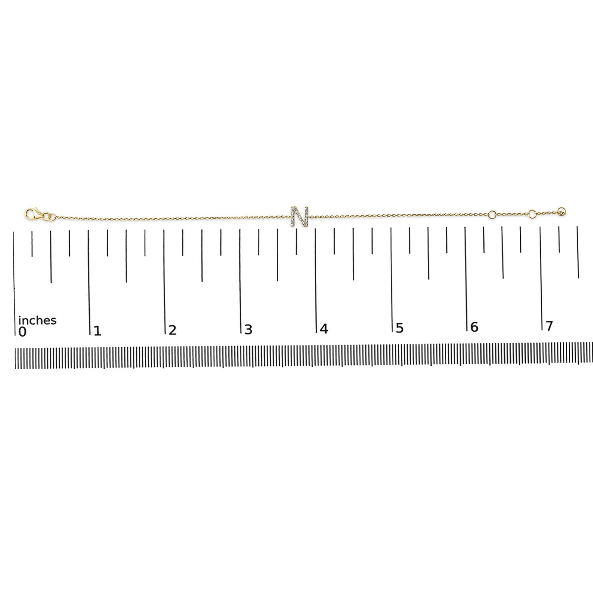 10K Yellow Gold Diamond Accent "A-Z" Initial Charm and Link Bracelet