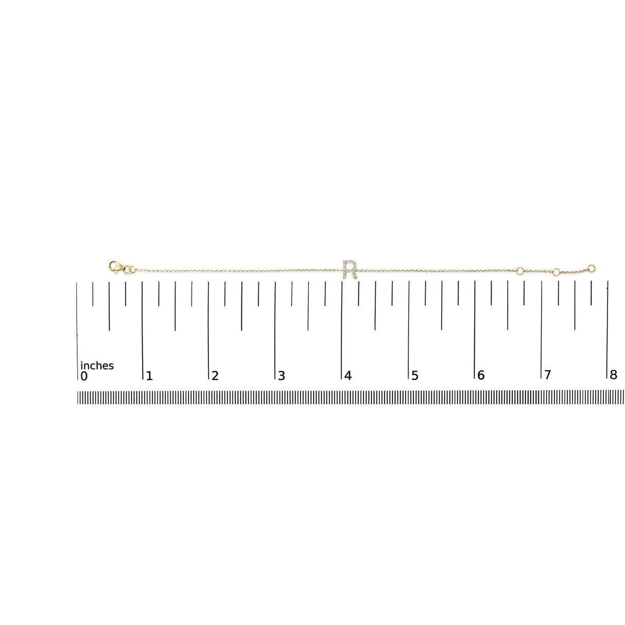 10K Yellow Gold Diamond Accent "A-Z" Initial Charm and Link Bracelet