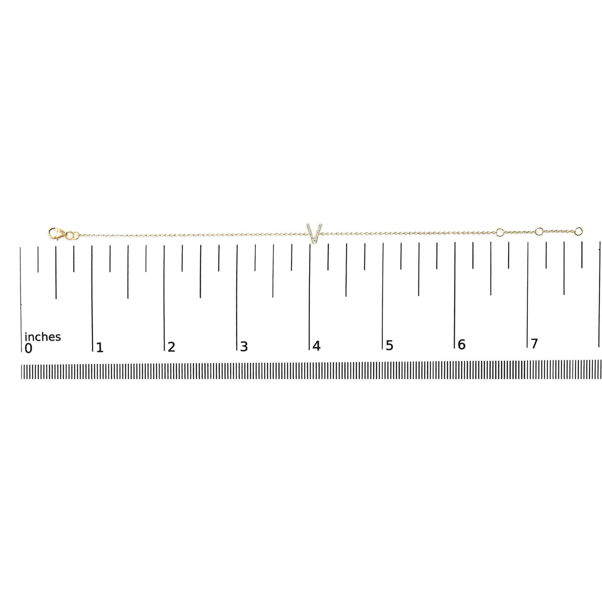 10K Yellow Gold Diamond Accent "A-Z" Initial Charm and Link Bracelet