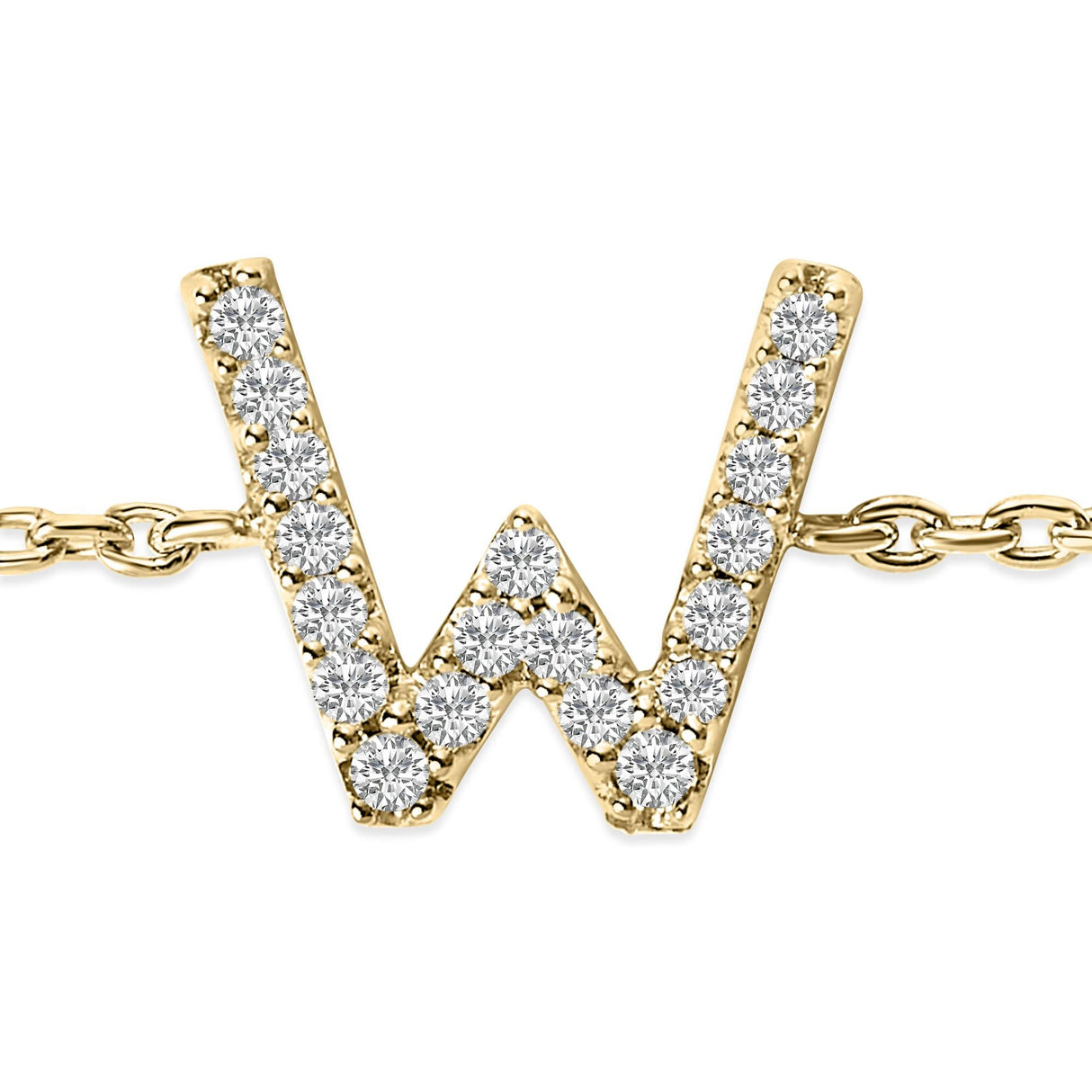 10K Yellow Gold Diamond Accent "A-Z" Initial Charm and Link Bracelet