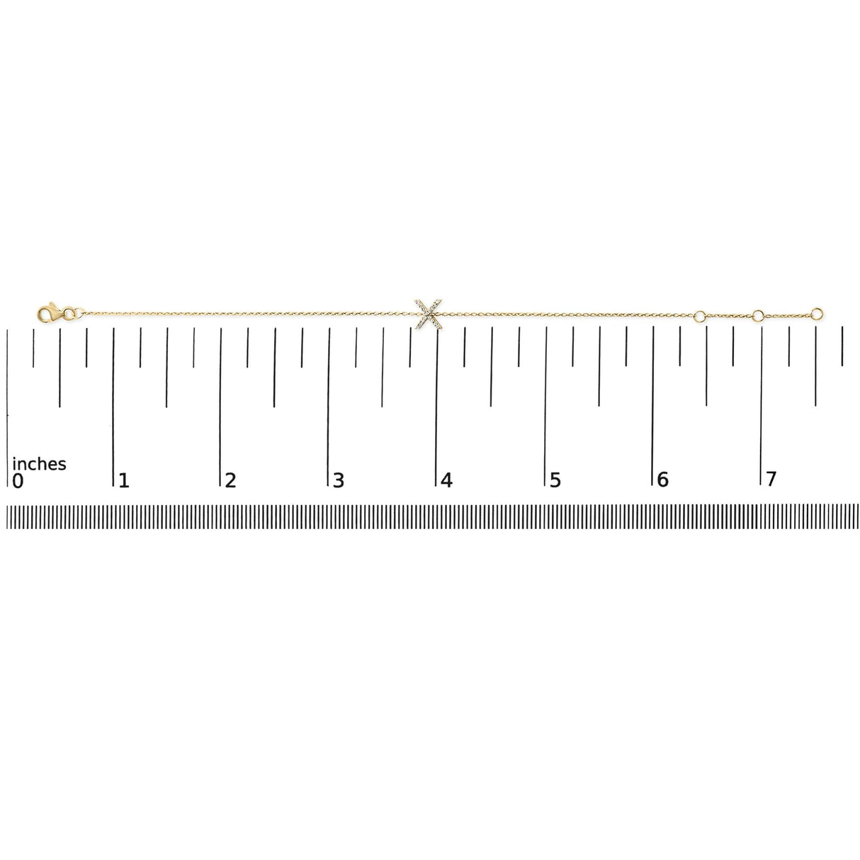 10K Yellow Gold Diamond Accent "A-Z" Initial Charm and Link Bracelet