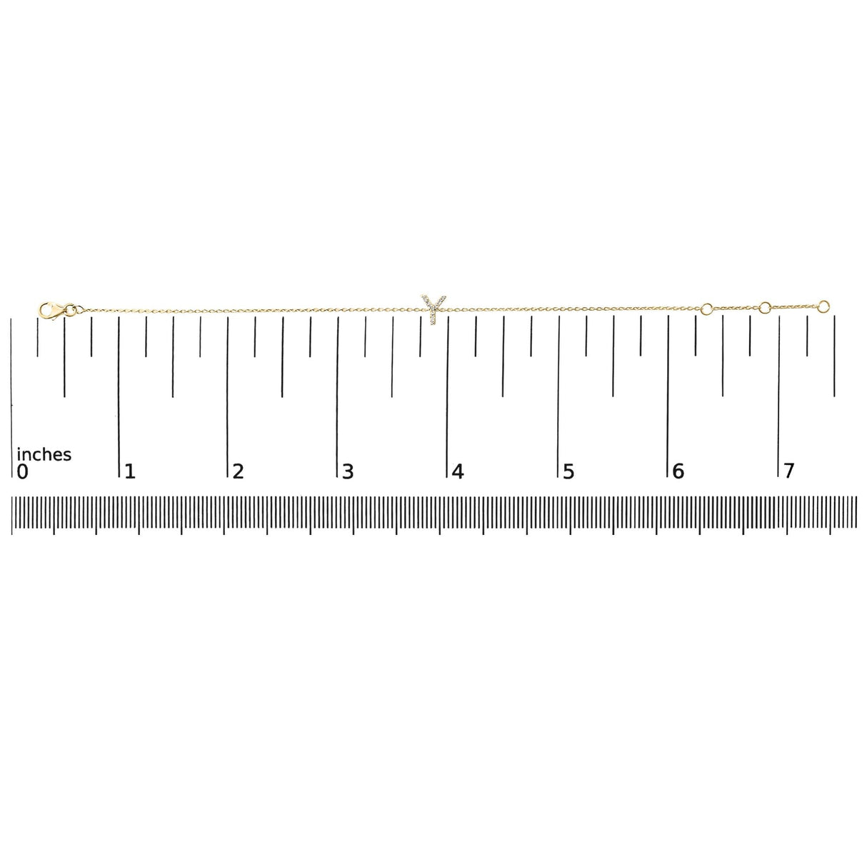 10K Yellow Gold Diamond Accent "A-Z" Initial Charm and Link Bracelet