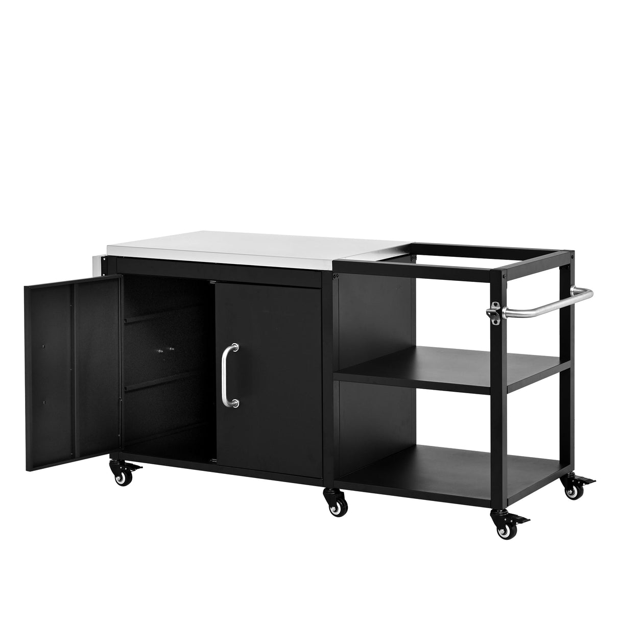 K&K 76.6' Outdoor Grill Cart with Storage Cabinet