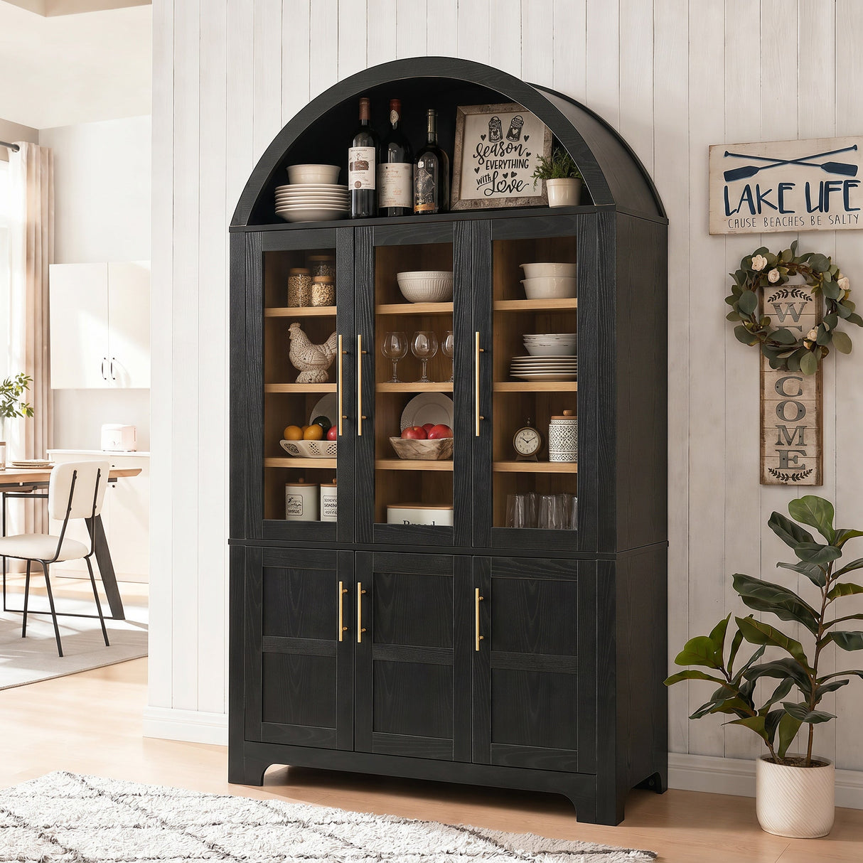 K&K 73" Tall Arched Kitchen Pantry
