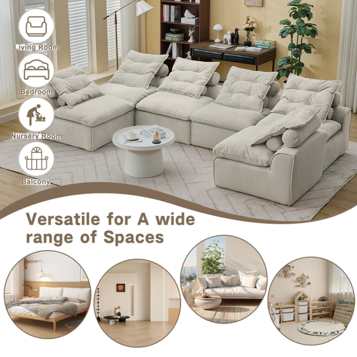 Modular Sofa Corduroy Beige