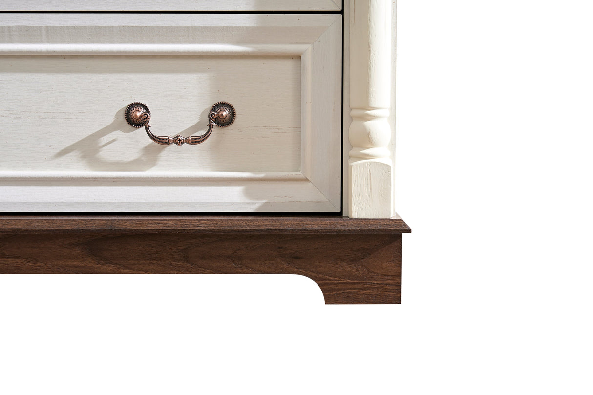 Farmhouse Style 6 Drawer Dresser Chest with Base Wooden Rustic Chest