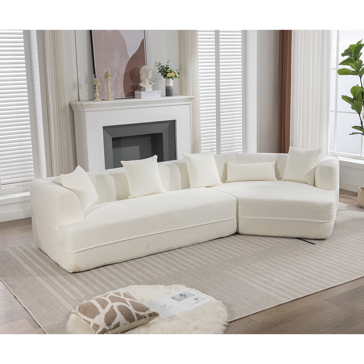 Modular Sofa Modern Minimalist Style Creamy-White