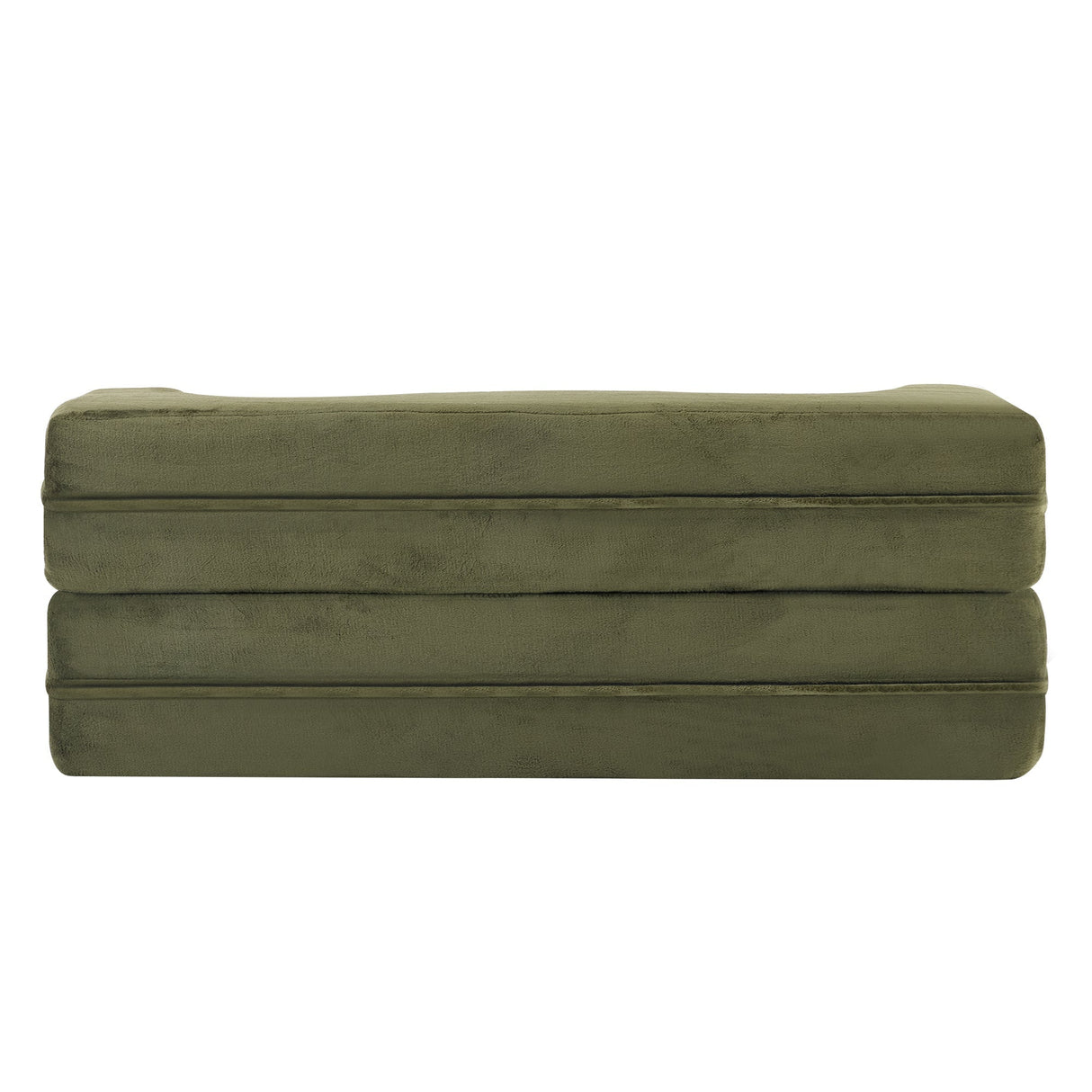 71-Inch Folding Sofa Bed in Green Plush Faux Fur