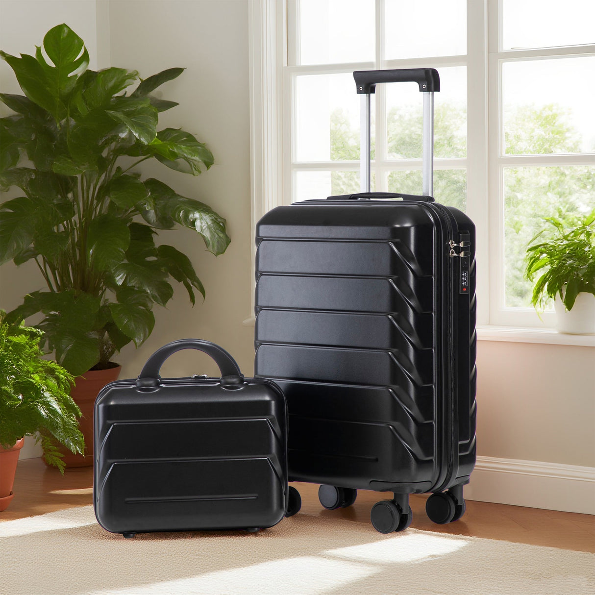 14'/20' 2-Piece ABS Spinner Wheel Luggage Set with Combination Lock