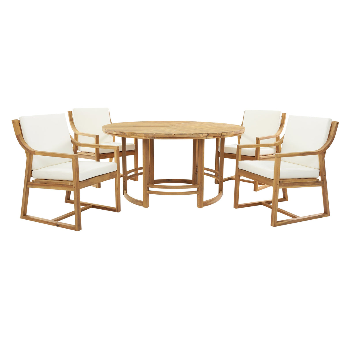 Outdoor Dining Set 5-Piece Patio Table and Chairs Set with Umbrella Hole