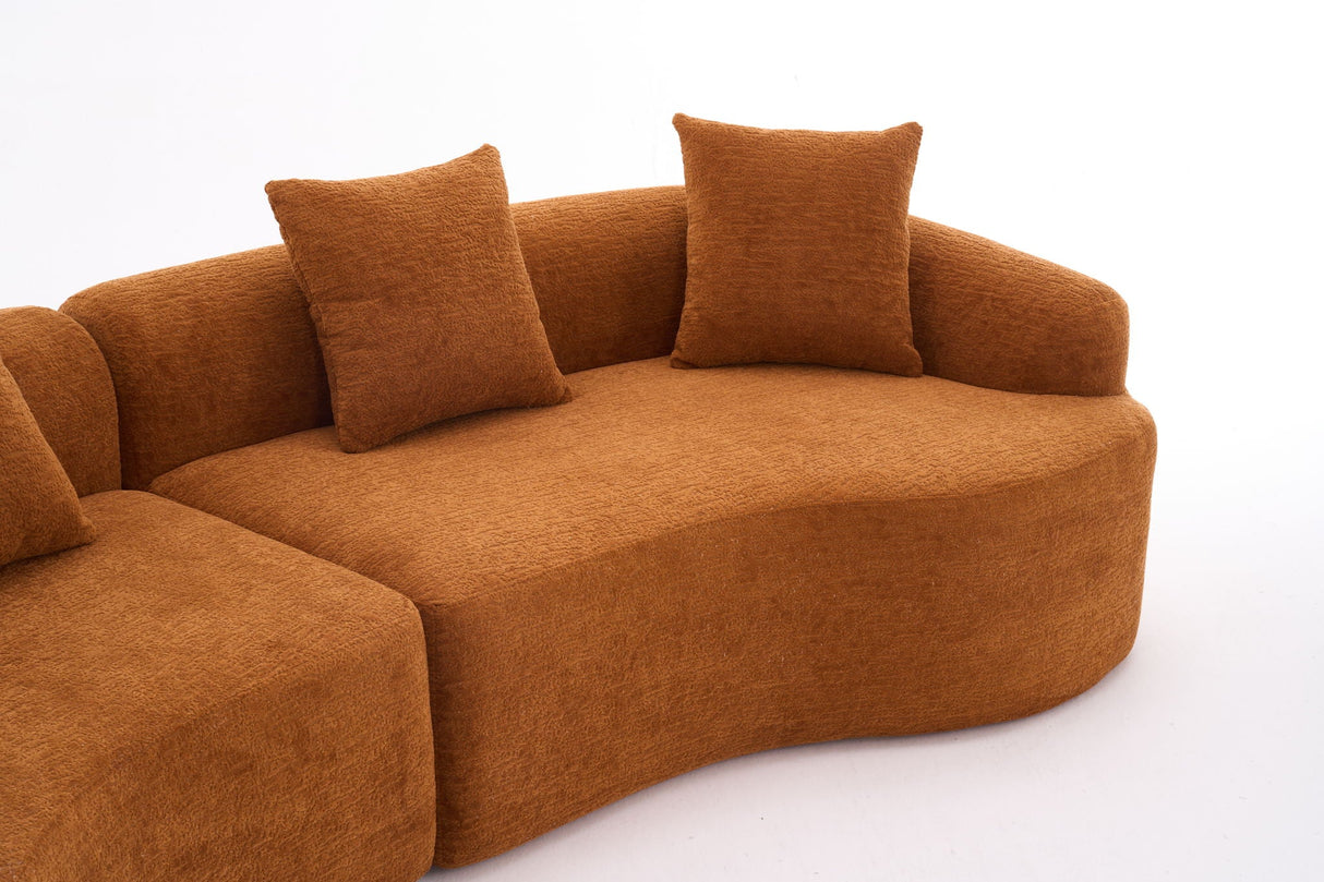 4 Seater Sofa With Fabric, 30D, 60 Hardness Full Sponge, 4 Pillow For Living Room, Home Furniture Sleeper Sectional Sofa For Apartment
