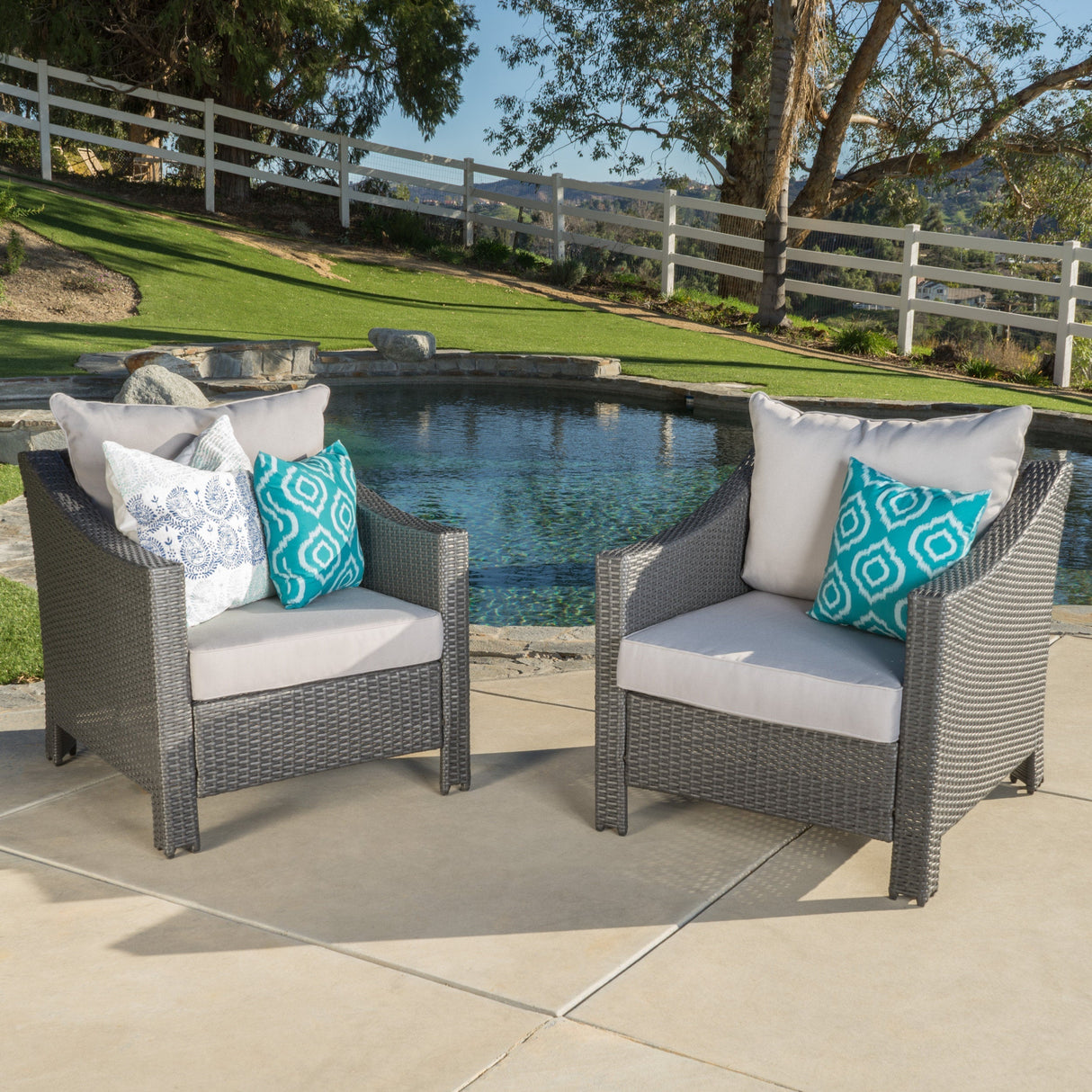 Stylish Outdoor ANTIBES Armchair Set with Water Resistant Cushions
