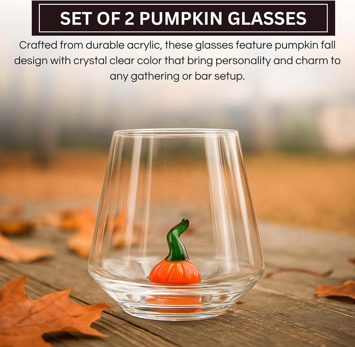 Pumpkin Glass Set Fall Drinkware 12oz Clear