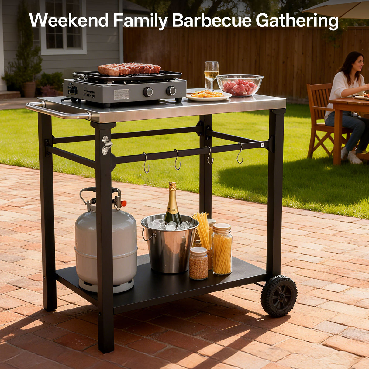 2-Tier Outdoor Grill Cart