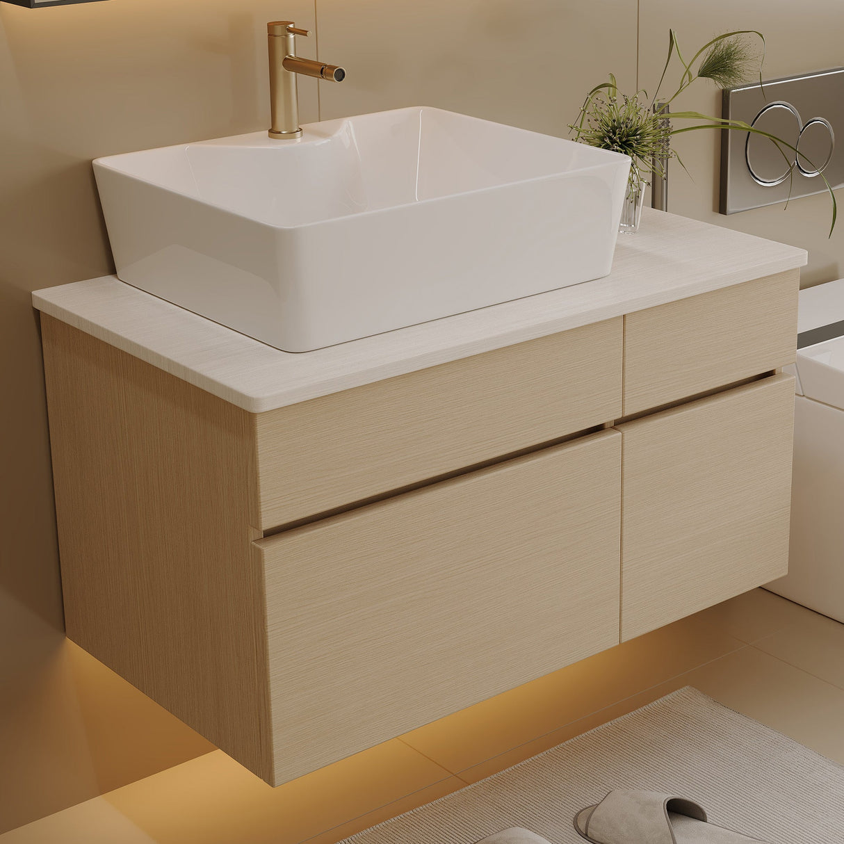 Floating Single Small Bathroom Vanity with Sink
