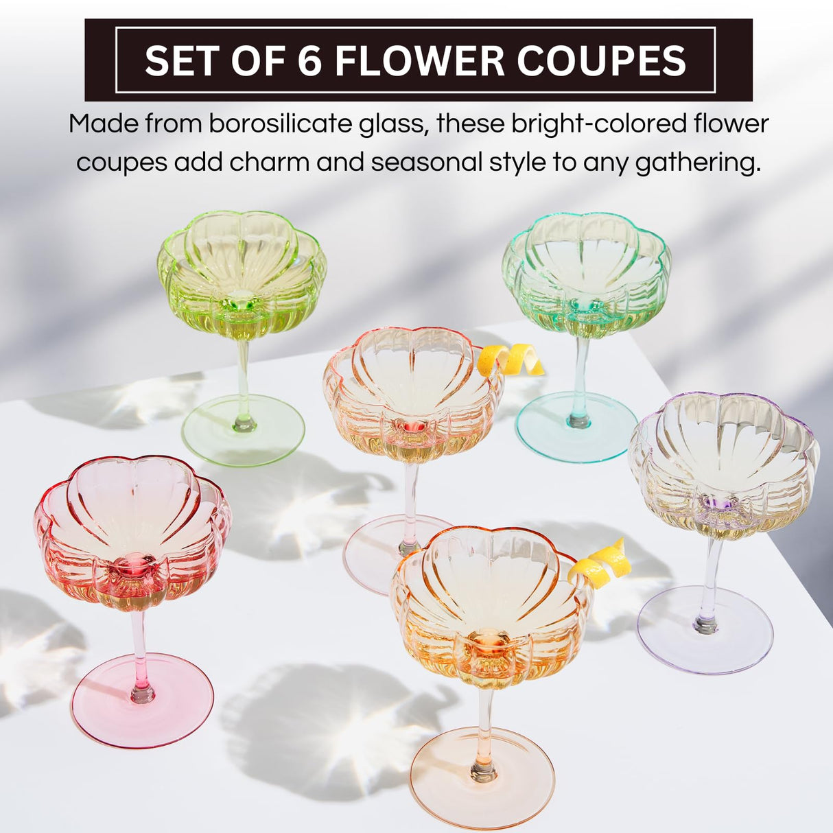 Flower Champagne Cocktail Glasses | Set of 4