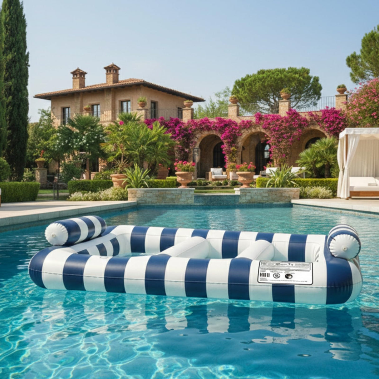 Navy Blue Twin Hammock Pool Float, Single Piece, 86.61 x 53.15 x 16.54"