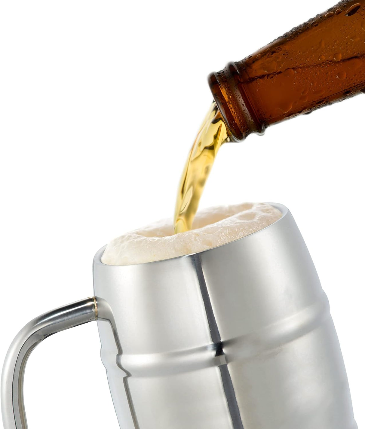 Funny Beer Gift Stainless Steel Insulated Beer Mug with Handle and Sip Lid (For Christmas/Birthday/Fathers Day) I Identify As Sober