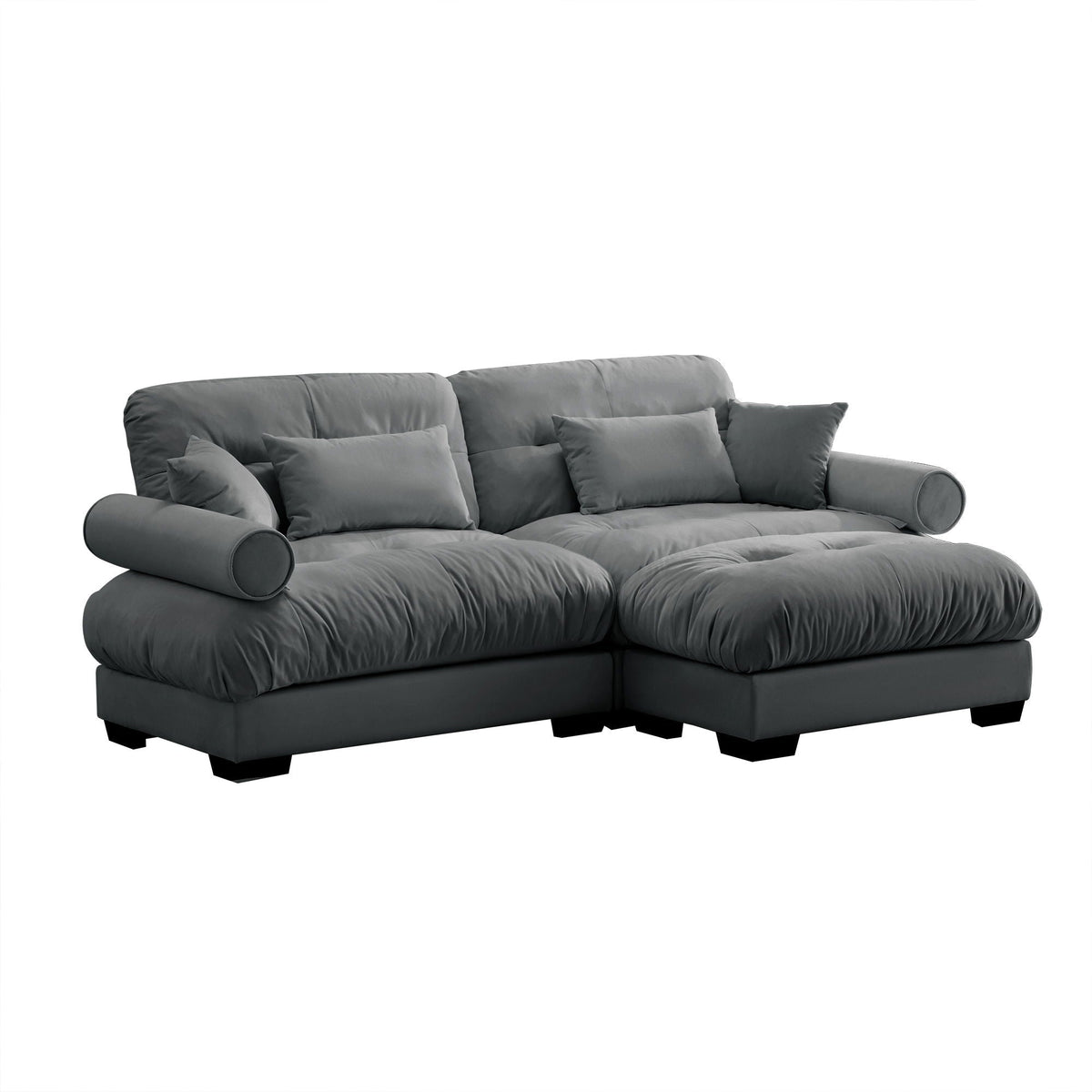 Oversized Modular Sectional Sofa with Movable Ottoman - Fabric, Multiple Colors