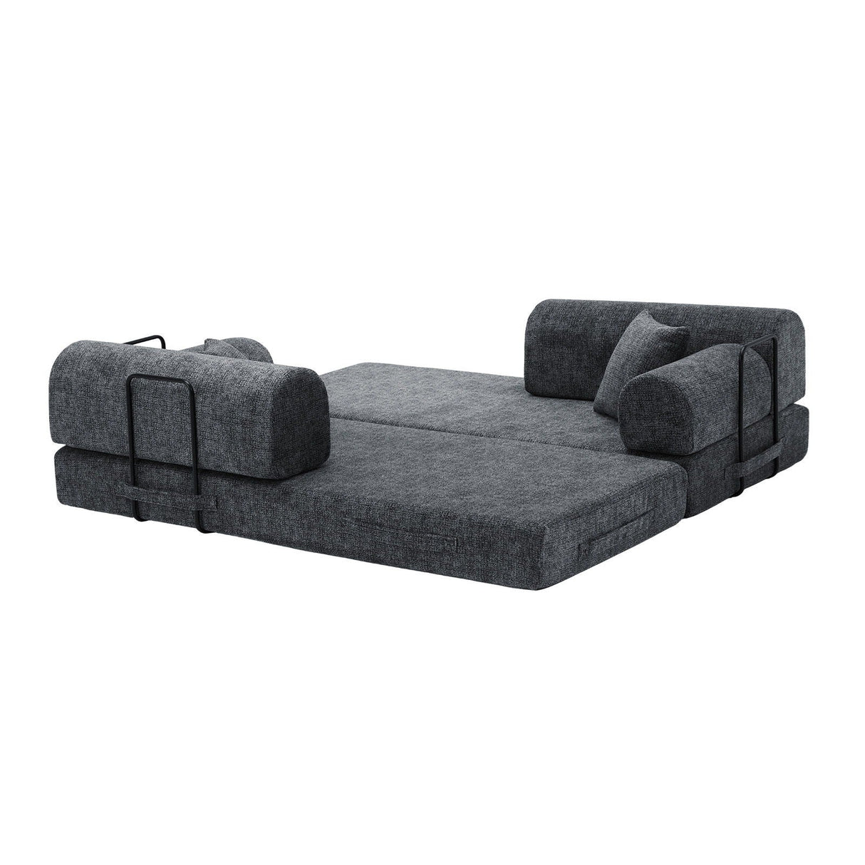Modern 2 Tone Fabric Convertible Sleeper Sofa Bed