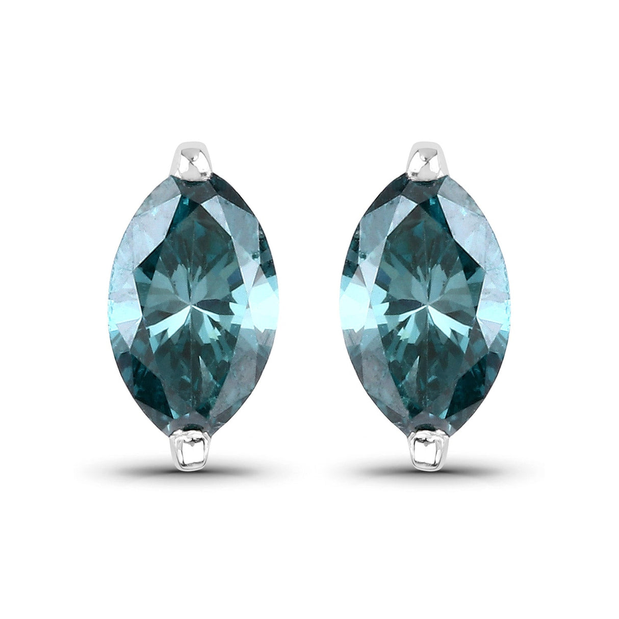 0.69 Carat Genuine Blue Diamond 14K White Gold Earrings