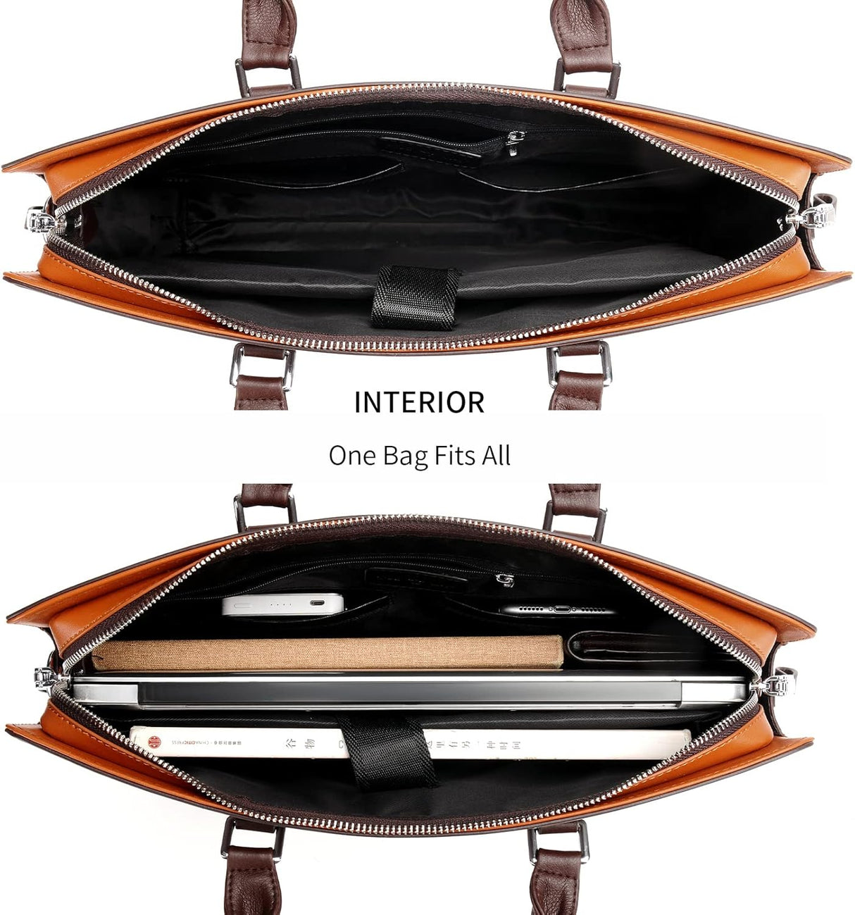 Genuine Leather Business Briefcase 15.6 Inch Laptop Bag Multi Compartment