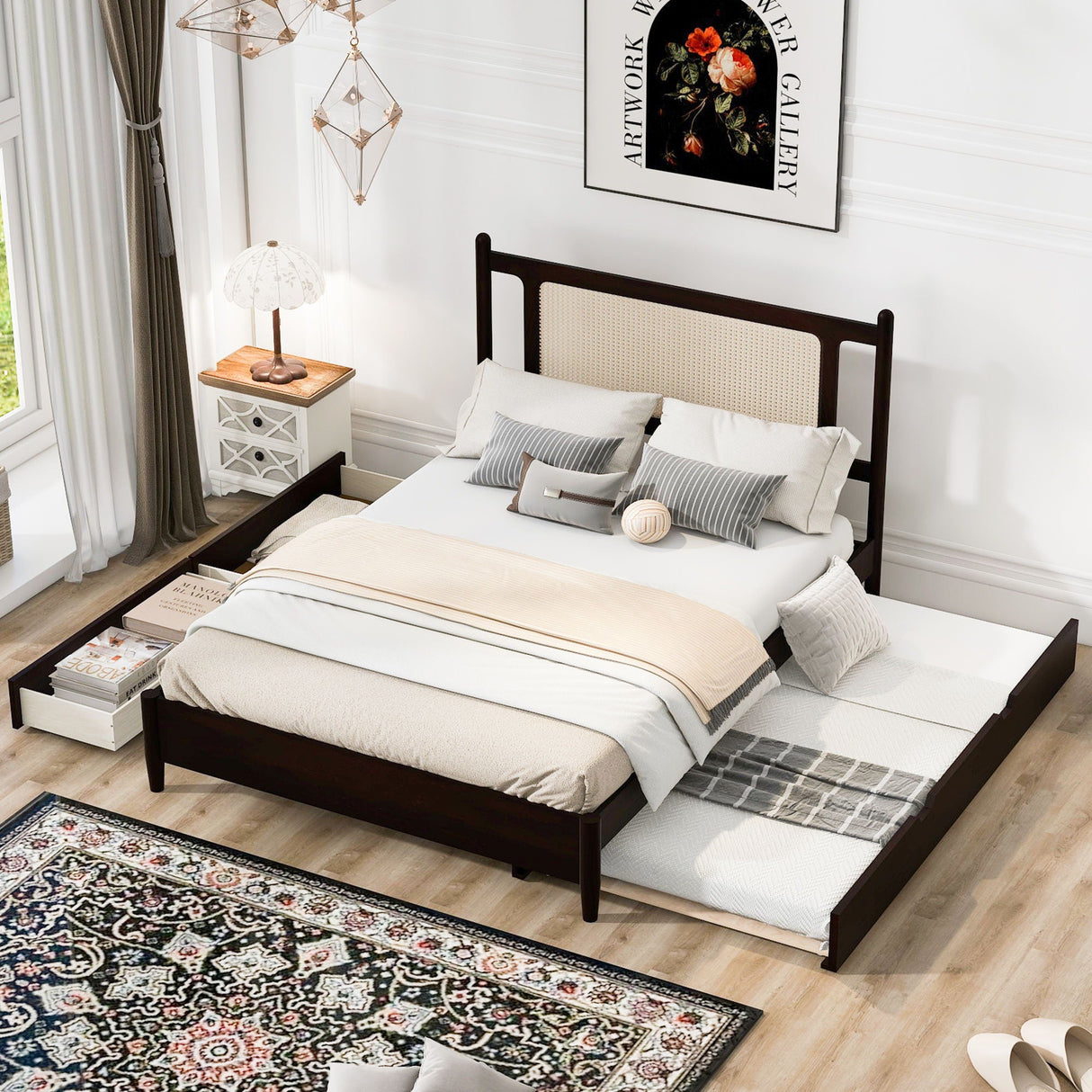Platform Bed With 2 Big Drawers & Trundle