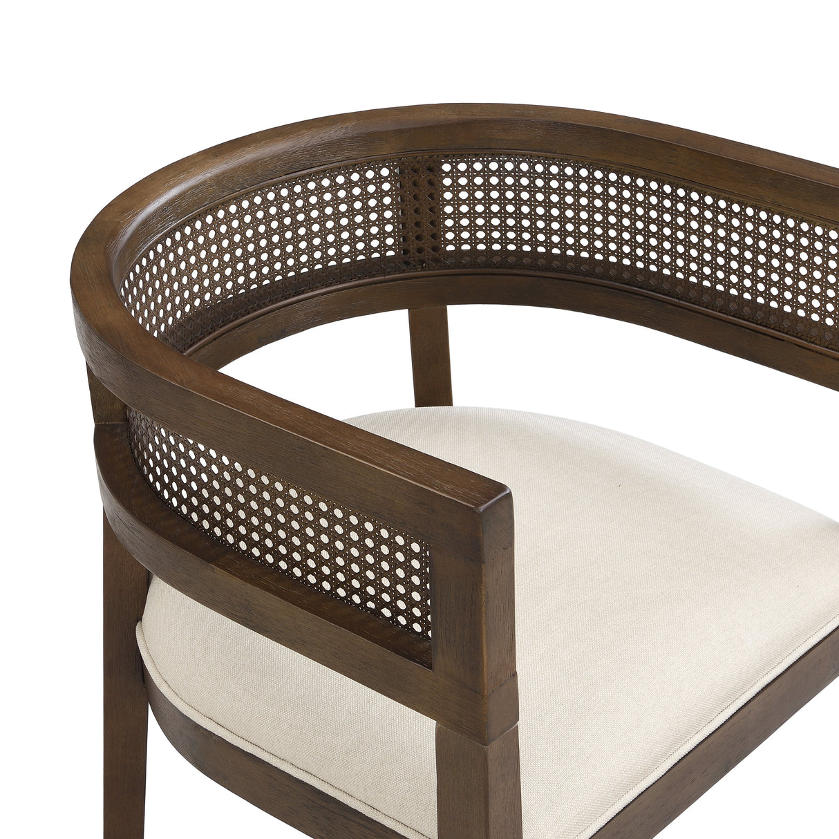 Barrel Dining Chair with Rattan Back, Set of 2