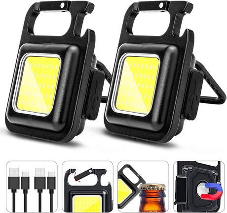 2-Pack-Rechargeable-COB-Keychain-Work-Lights-–-EDC-Flashlight-with-Folding-Stand-&-Bottle-Opener-for-Camping,-Fishing,-and-Emergencies-