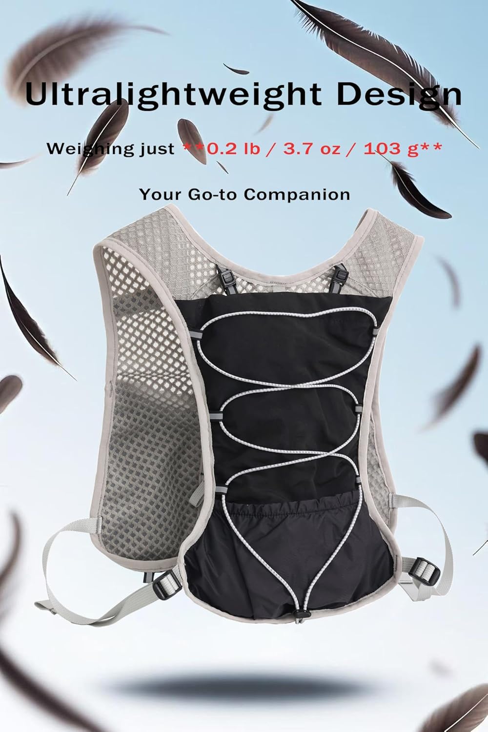 Ultra Lightweight Running Hydration Vest 2L Bladder 6 Pocket Pack 103g