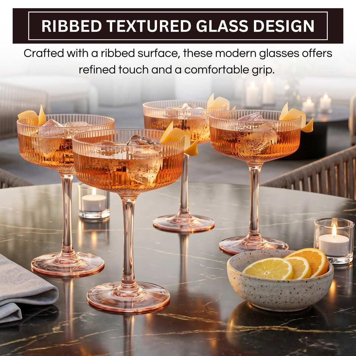 Madrid Acrylic Champagne Coupe Cocktail Glassware, Set of 4