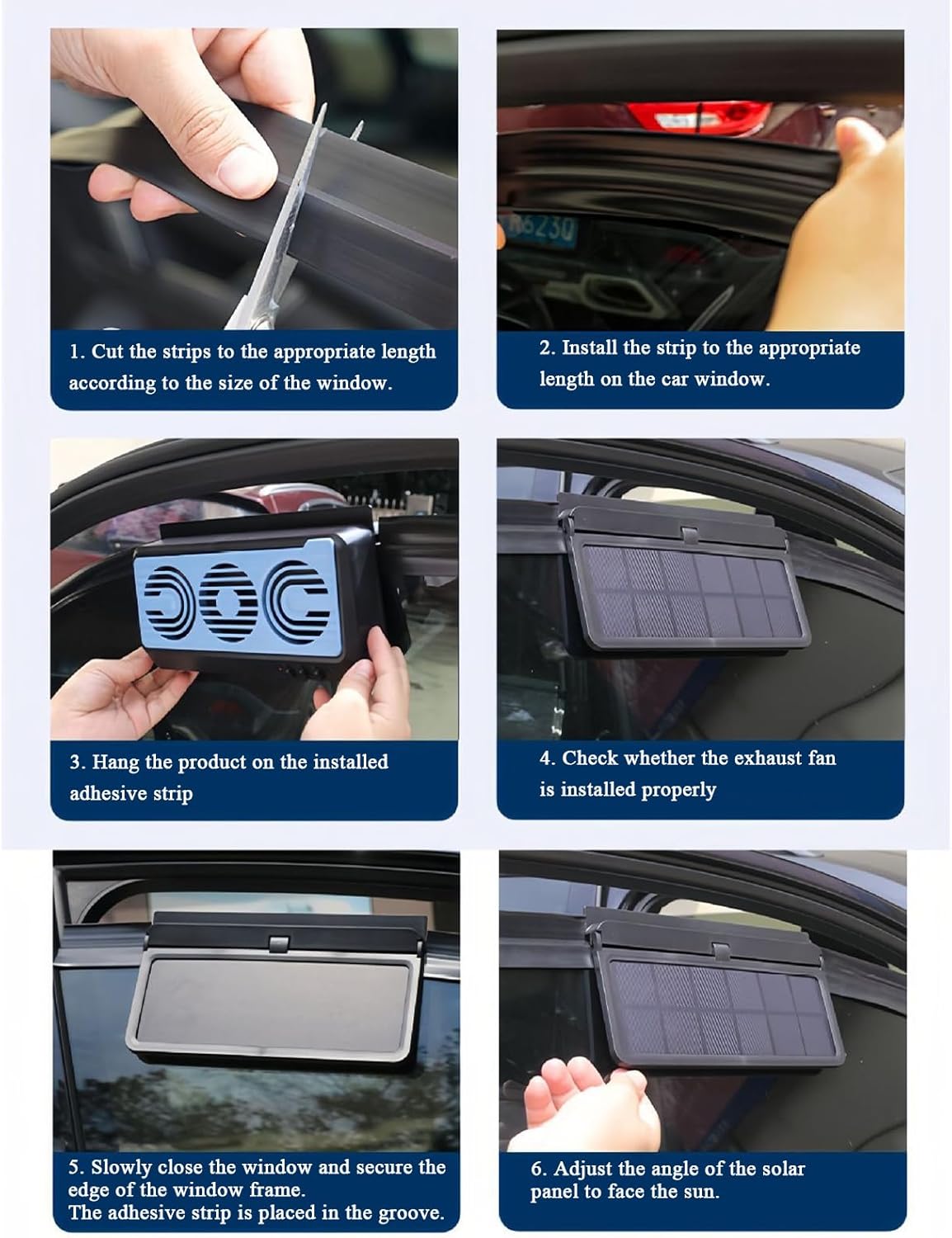Solar Car Window Fan Dual Duct Air Vent 5W Panel