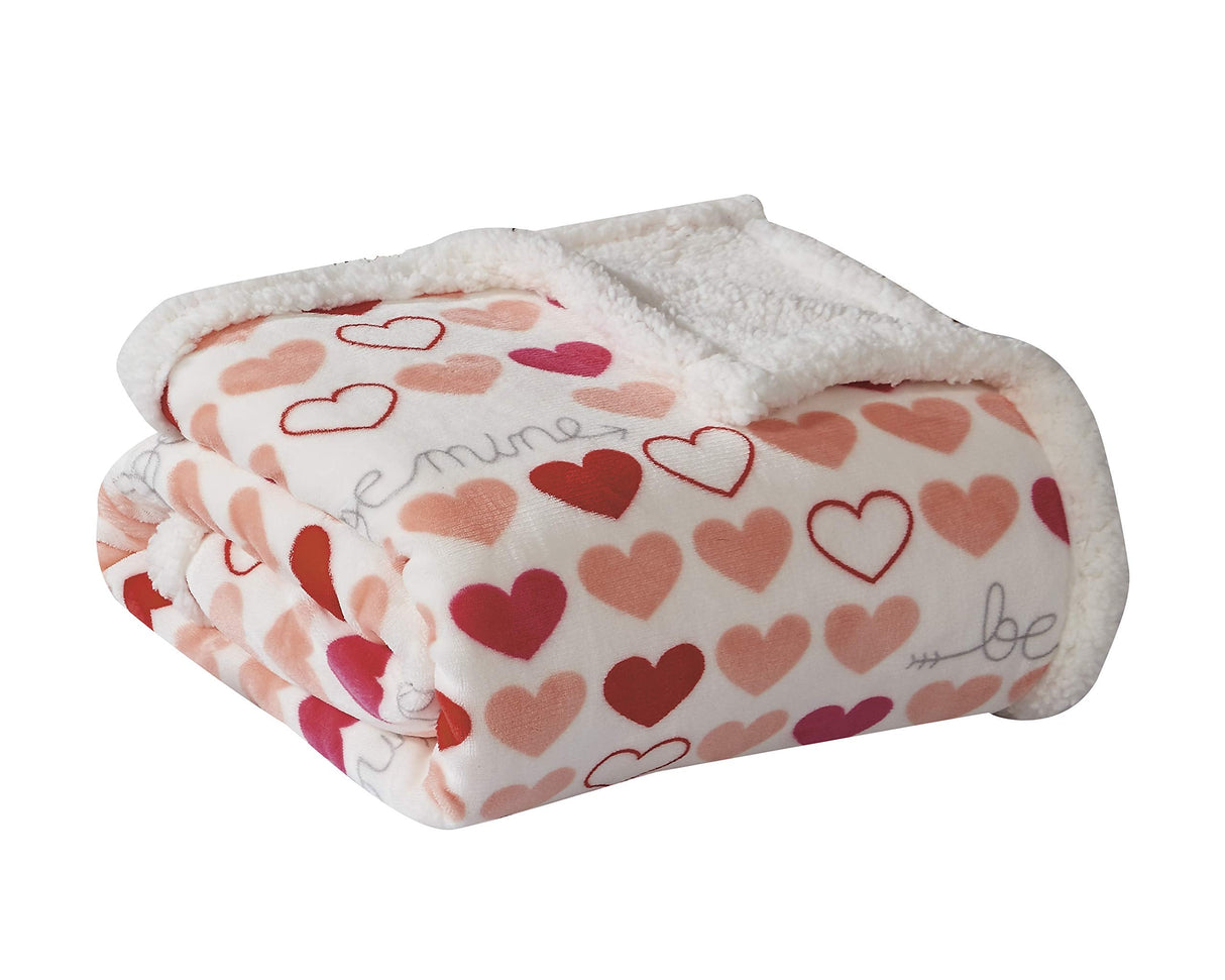 FAITH, HOPE, LOVE HOME DÉCOR Heart Throw Blanket – Ultra Soft Microplush 50"x60" | Cozy Love Theme Gift for Couch, Bed, Travel | Washable | Be Mine with Sherpa Backing