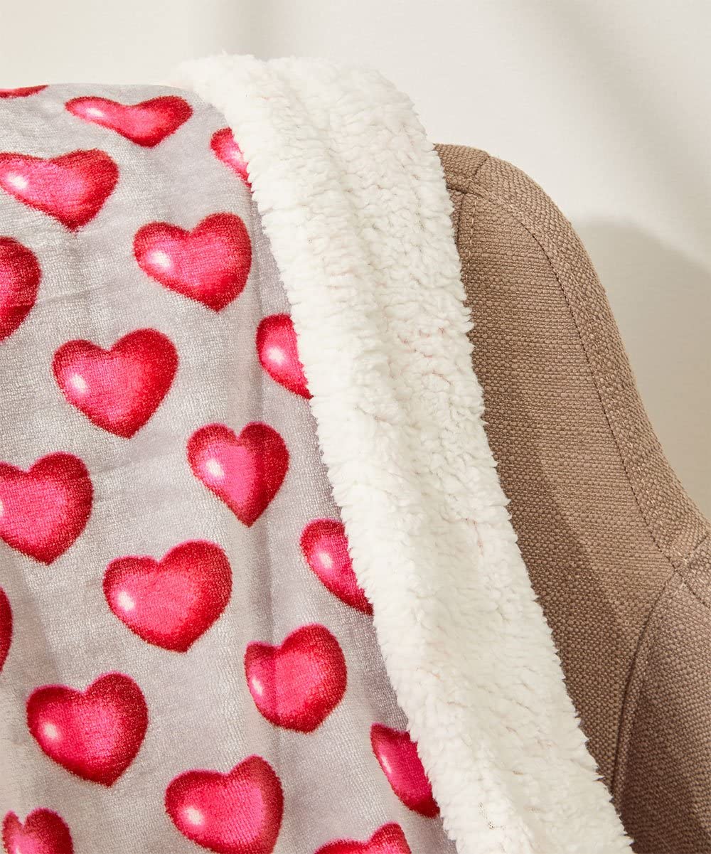 Decor&More Amor Eterno Be Mine Love Collection Valentine's Day Heart Ultra Plush Throw Blanket (50" x 60") -