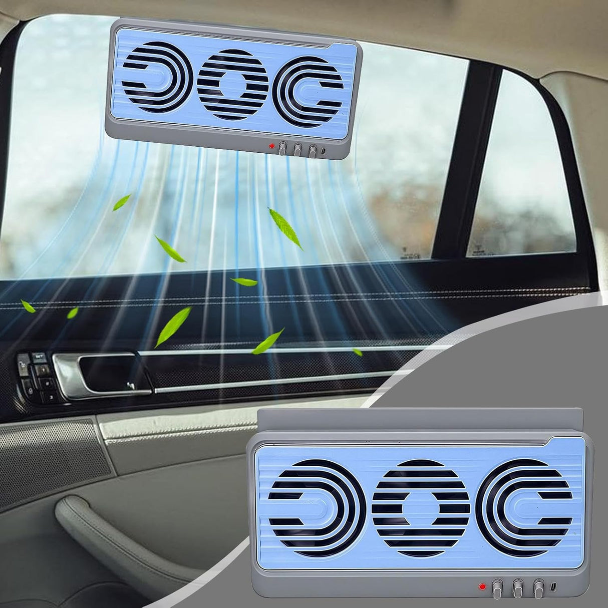 Solar Car Window Fan Dual Duct Air Vent 5W Panel
