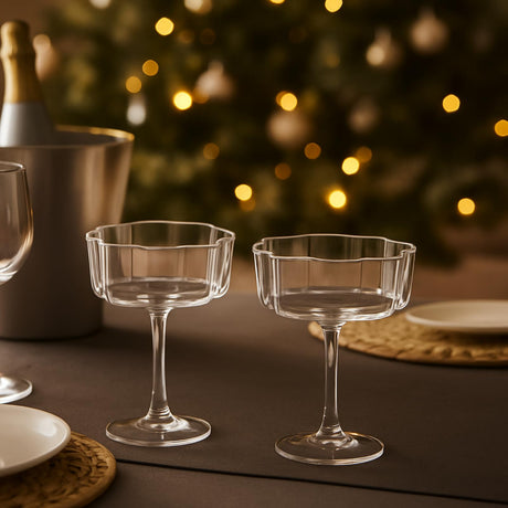 Flower-Wave-Coupe-Cocktail-Colored-Glasses-|-Set-of-2-|-Grey-Champagne-Glasses