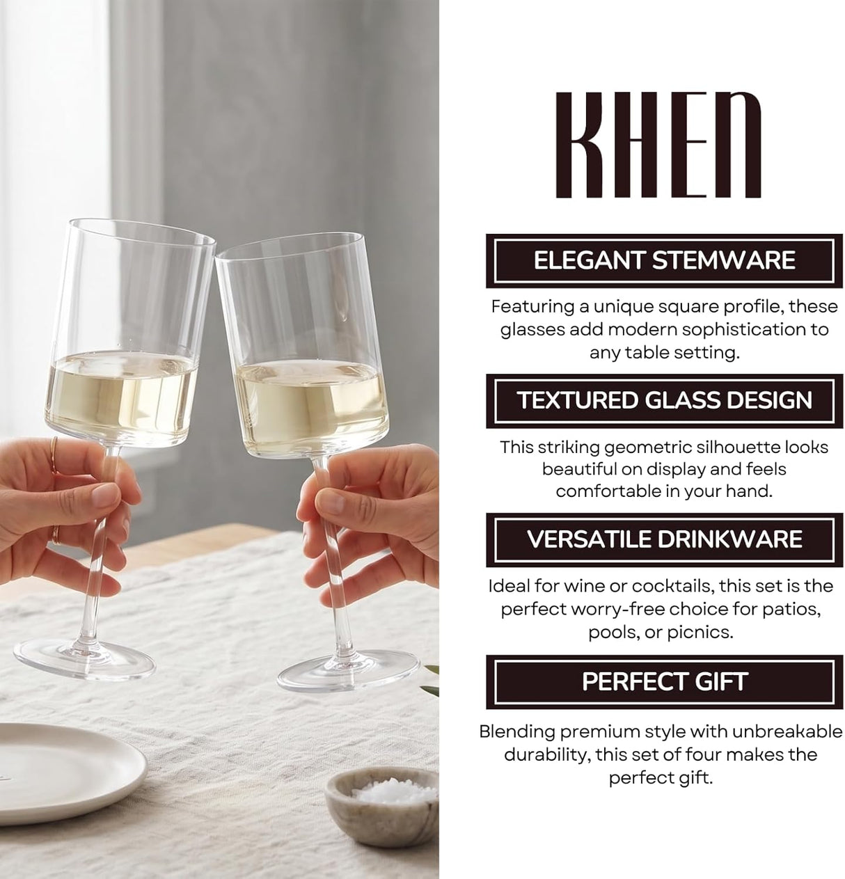 Barcelona Acrylic Stemmed Wine Glassware, Set of 4