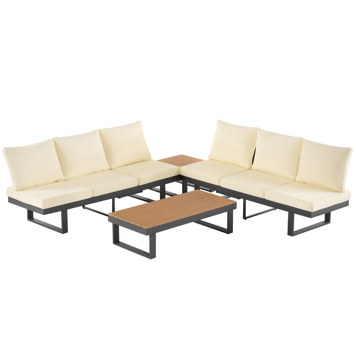 Outdoor Sectional Sofa Set with Adjustable Reclining Seats