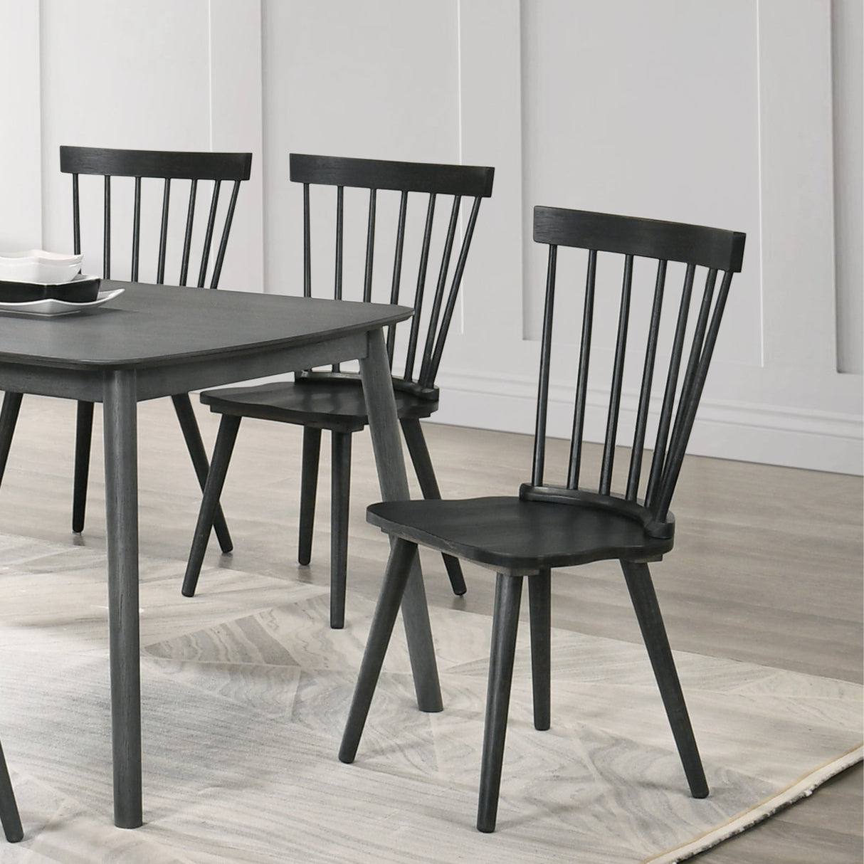 Modern Farmhouse Spindle Back Dining Chairs, Set of 2