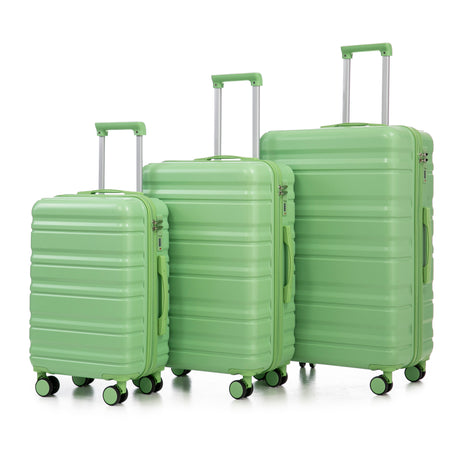 HIFINE-TOURIST-20'/24'/28'-3-pcs/set-in-ABS-Spinner-Wheel-Luggage,-Carry-on-Suitcase,-Matching-Color,-Combination-Lock-(Green)-Luggage-Sets