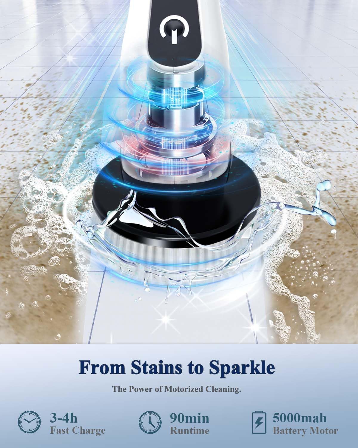 Cordless Power Shower Scrubber - Electric Cleaning Brush for Tile & Tub