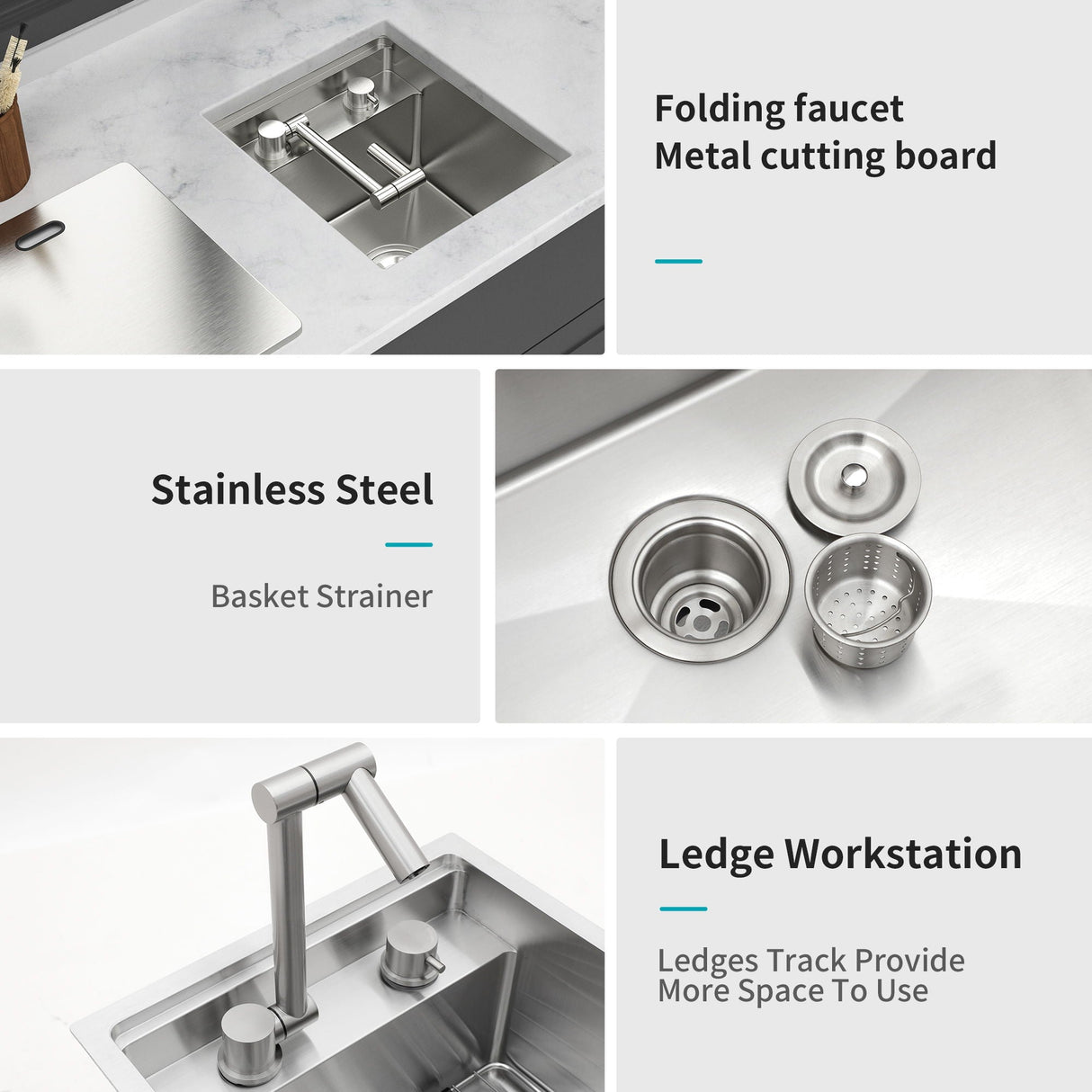Modern Undermount Bar Sink With Folding Faucet